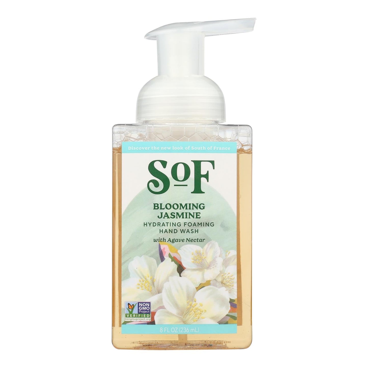 South Of France Blooming Jasmine Foaming Hand Wash By Sof Body Care (Formerly Body Care) | Hydrating Organic Agave Nectar | 8 Oz