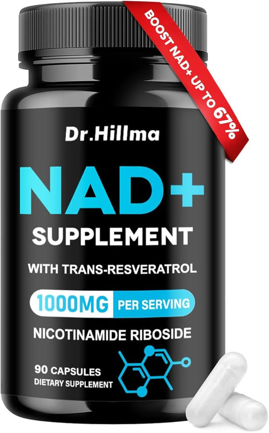 NAD+ Supplement 1000mg for Women & Men, with Nicotinamide Riboside Resveratrol - High Purity NAD Resveratrol Supplement for Cellular Energy, Longevity & Healthy Aging, NMN Alternative - 90 Capsules