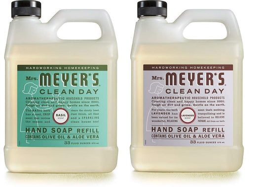Mrs. Meyer'S Clean Day Hand Soap Refill Scent Variety Pack 2 Ct (Lavender + Basil)