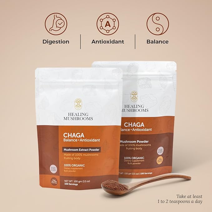 Chaga Mushroom Extract Powder, for Digestion, Energy, Immune Support & Boost The Body's Natural Defense mechanisms (200 Gram)