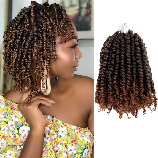 The Bohobabe Crochet Passion Twist Hair Pretwisted 10 Inch Short Pre-Looped Passion Twist Crochet Braiding Hair 8 Packs (T30)