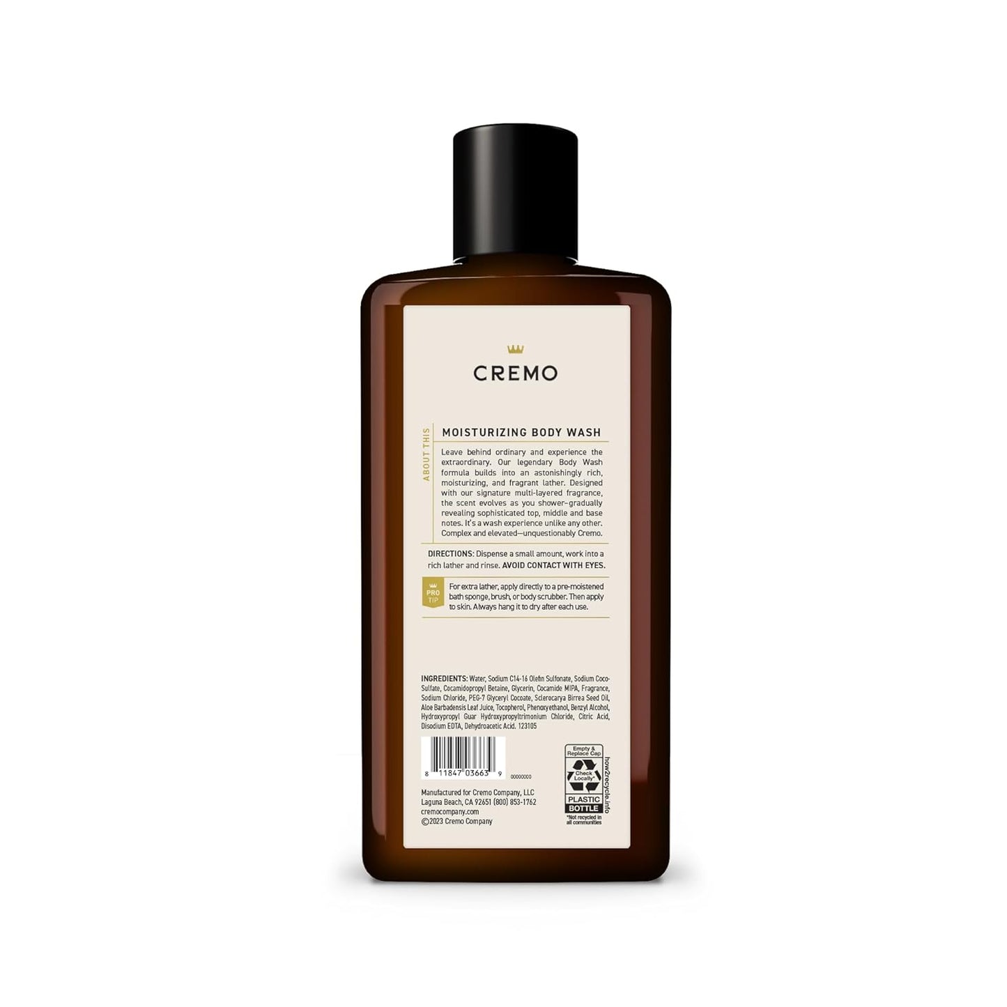 Cremo Body Wash for Men | Italian Bergamot & Neroli Blossom | 16 Fl Oz