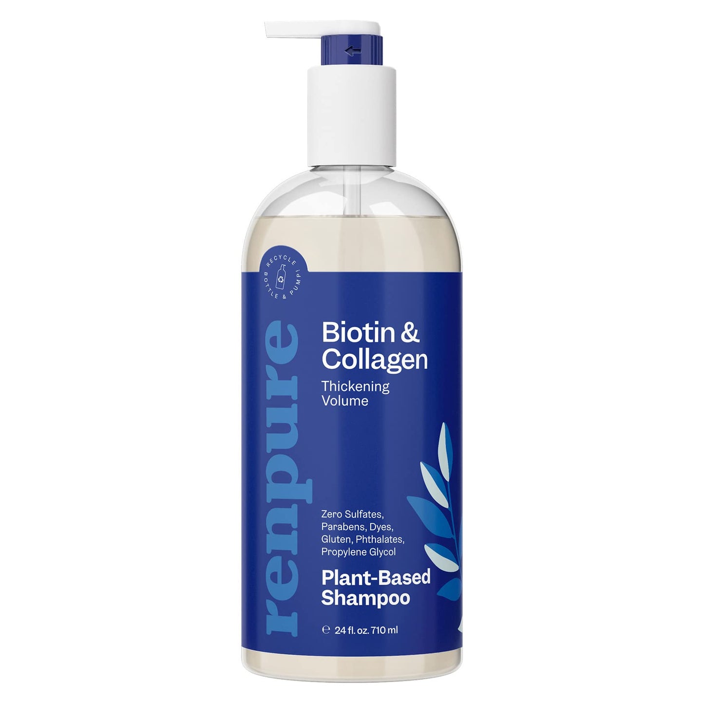 Renpure Plant Based Biotin And Collagen Thickening Volume Shampoo - Leaves Hair Looking Luscious - Rids Hair Of Grime - Gentle F