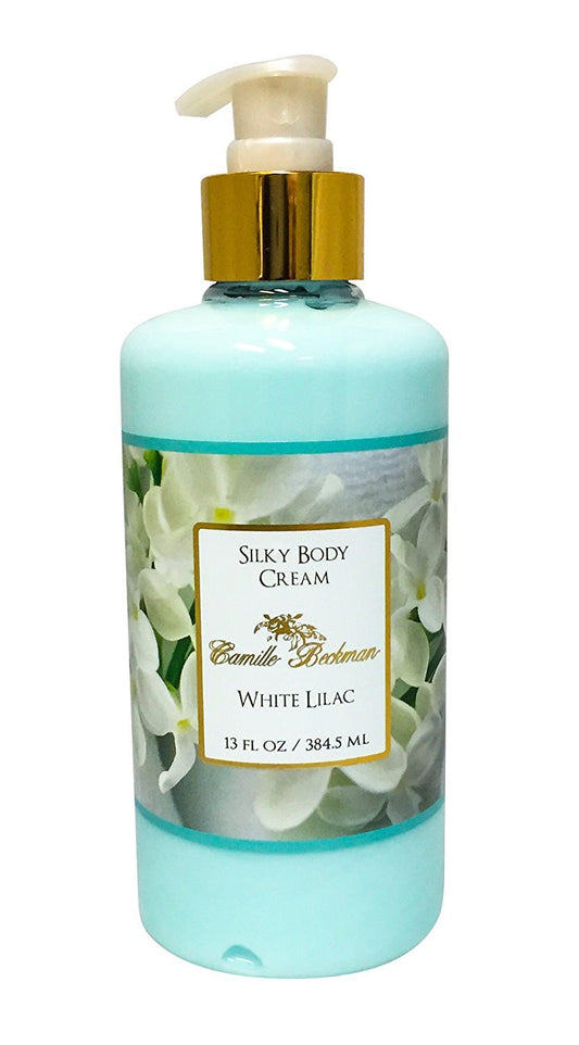 Camille Beckman White Lilac Scented Silky Body Cream, Daily Moisturizer for All Skin Types | Non-Greasy Vegan Formula to Nourish