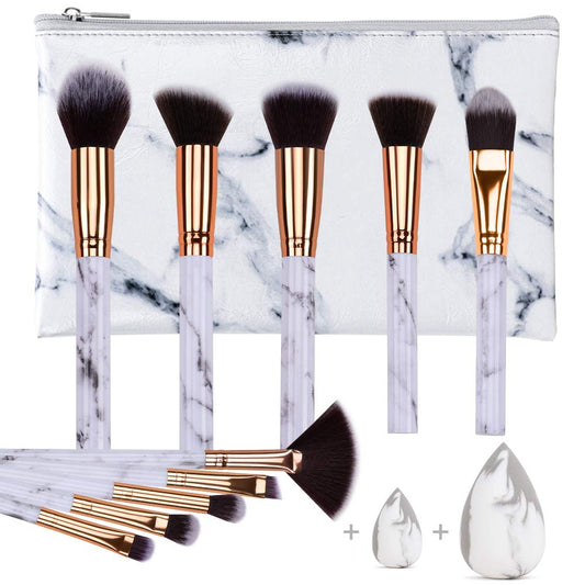 Heymkgo Makeup Brushes Professional Marble Makeup Brush Set, Soft And Odor-Free Natural Synthetic Bristles,10Pcs Makeup Brush +