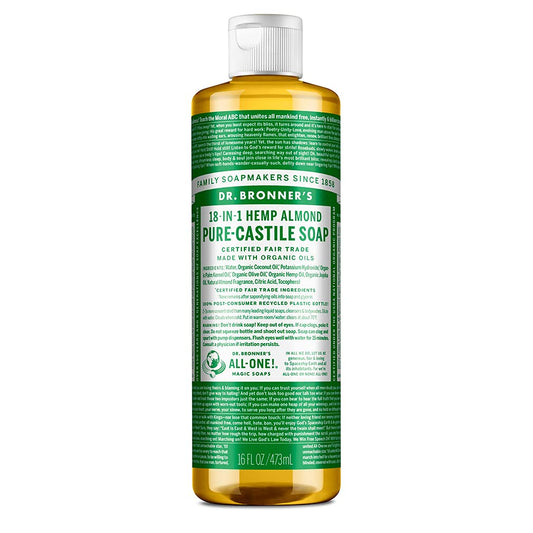 Dr. Bronner'S - Pure-Castile Liquid Soap (Almond, 16 Ounce) - Made With Organic Oils, 18-In-1 Uses: Face, Body, Hair, Laundry, P