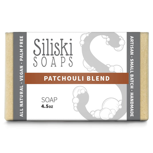 Siliski Soaps Simple Skincare, Hard, Gentle, Bath Soap, All Natural, Vegan And Palm Free - Patchouli Blend, 4.5 Oz
