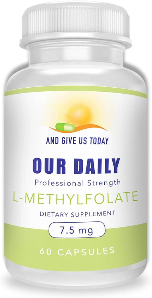 Our Daily Vites L-Methylfolate 7.5 mg / 7500 mcg Maximum Strength Active Folate, 5-MTHF, Filler Free, Gluten Free, Non-GMO, Vegetarian Capsules 60 Capsules