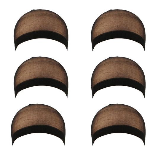 (6 Pack) Luxxii - Unisex Stocking Wig Caps For Women Nylon Mesh Stretch Elastic Snood (Black)