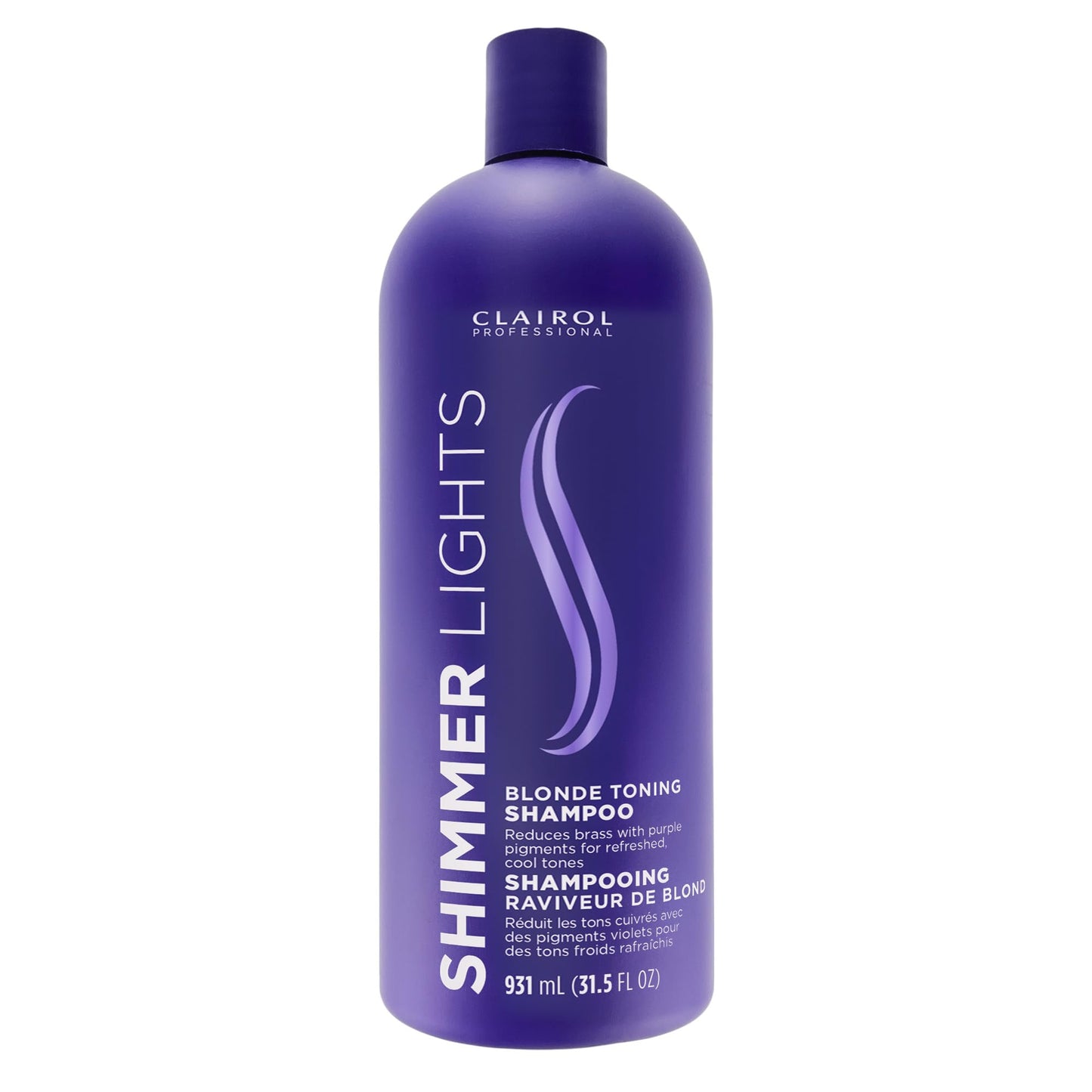 Clairol Professional Shimmer Lights Purple Shampoo, 31.5 Fl. Oz Neutralizes Brass & Yellow Tones For Blonde, Silver, Gray & High