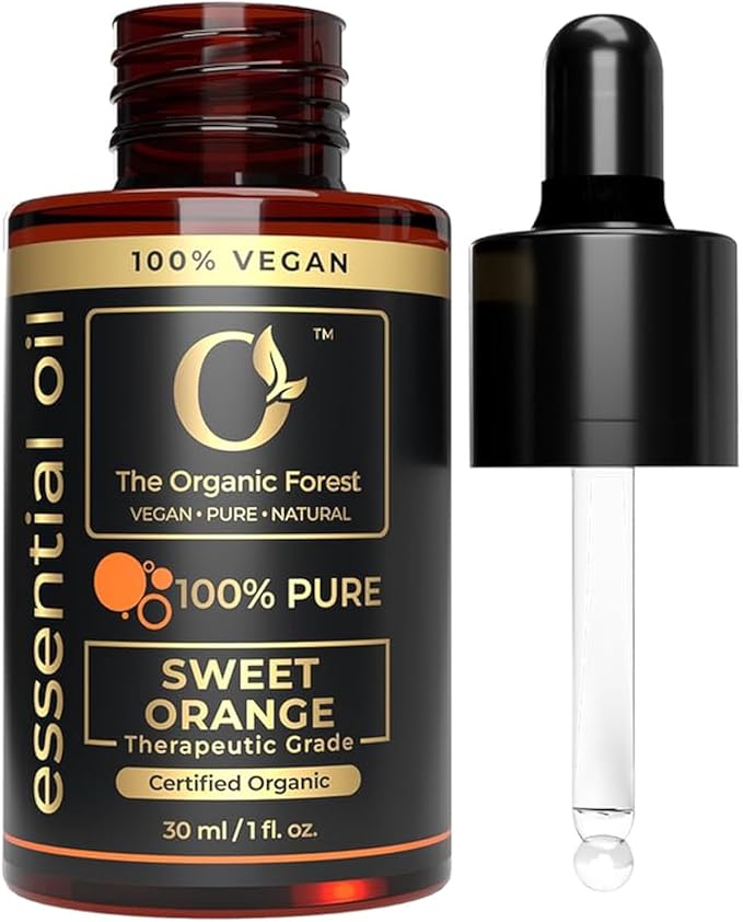 Orange Essential Oil for Diffuser, Natural Cleaning Solutions, Aromatherapy, Skin Care and Home Wellness | Therapeutic Grade Sweet Orange Oil for Skin, Home Scents | Scented Oils for Relaxation
