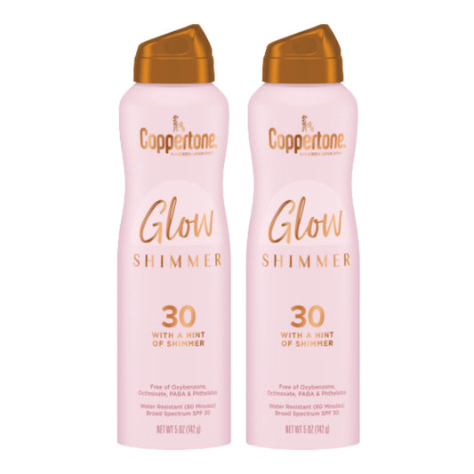 Coppertone Glow With Shimmer Spray Sunscreen, Broad Spectrum Spf 30 Sunscreen, 5 Oz, Pack Of 2