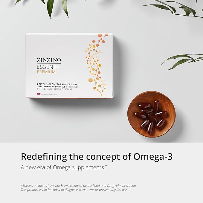 Essent+ Premium, Advanced Polyphenol Omega Balance with Fish Oil, Glycerin, Cold-Pressed Extra Virgin Olive Oil, Vitamin D - 60 Softgels