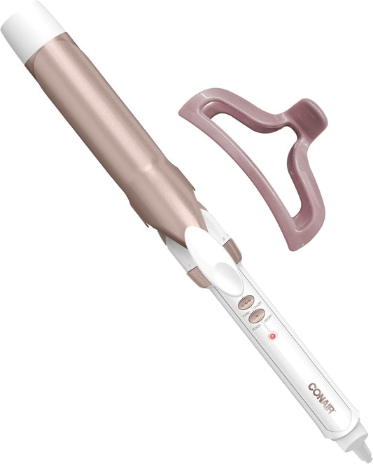 Conair Double Ceramic 1-Inch Curling Iron | Classic Curls | White/Rose Gold