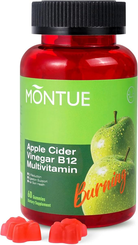 Apple Cider Vinegar Gummies B12 Multivitamin,ACV Supplement Gummy Vitamins,Vegetarian Supplement for Women & Men,Non GMO,Support Normal Energy Levels & Gut Health 60 Gummies (60)