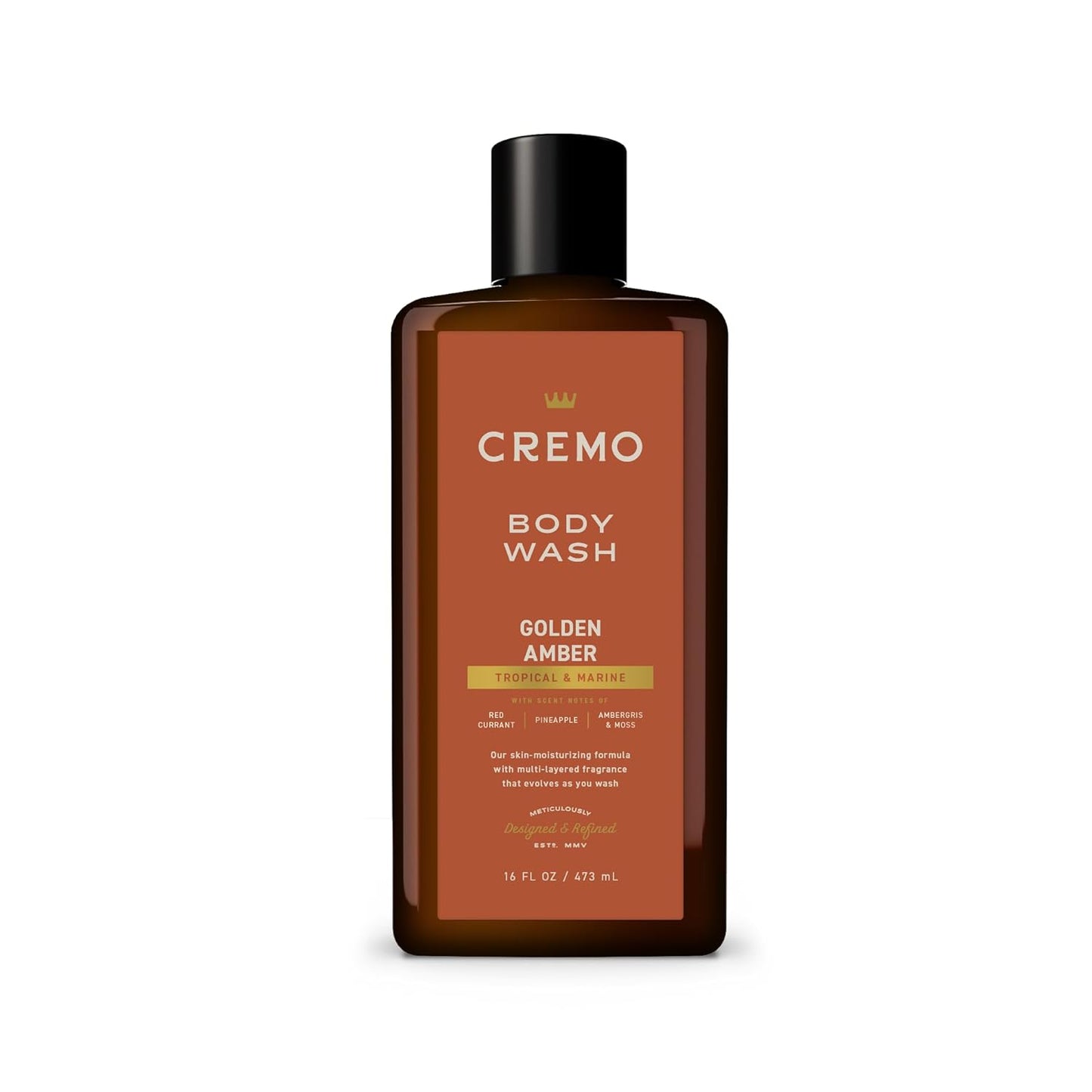 Cremo Golden Amber Body Wash | Rich Lather | For Men | 16 Fl Oz