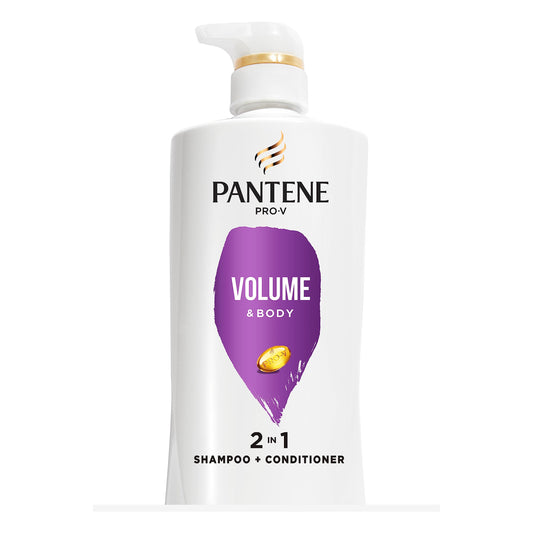 Pantene Pro-V Volume & Body 2 In 1 Shampoo & Conditioner,17.9 Fl Oz Pump Bottle