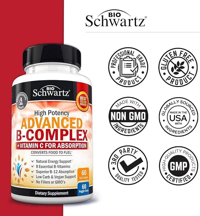 BioSchwartz Daily Fruits and Veggies Supplement for Women and Men (2 Month Supply) Plus Vitamin B Complex with Vitamin C (2 Month Supply)