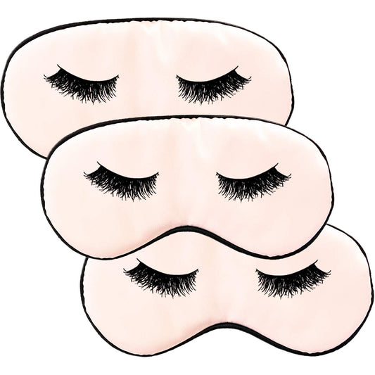 Set Of 3 Eyelash Sleep Masks With Adjustable Straps, Comfortable Satin Eye Cover For Women Bridesmaid Gifts (Blush Pink)
