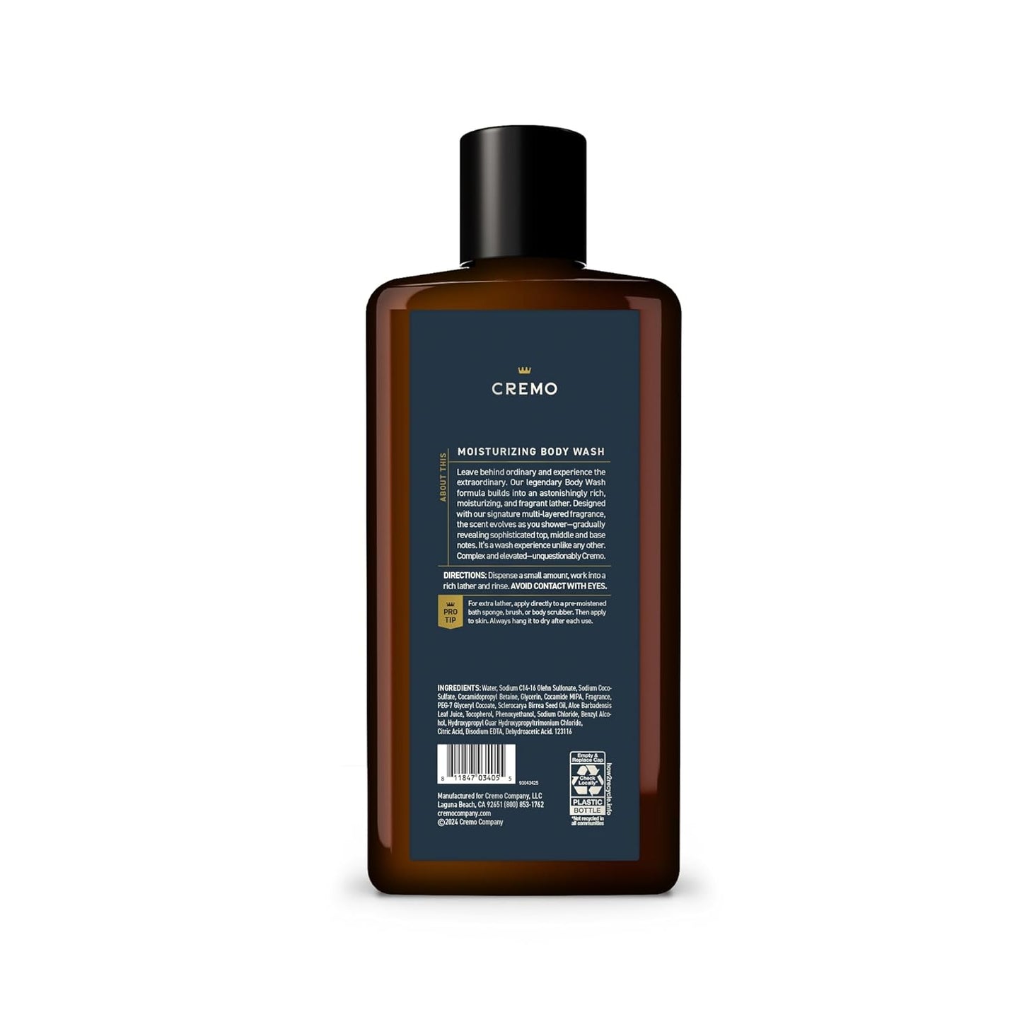 Cremo Body Wash for Men | Bright Cardamom & Palo Santo | 16 Fl Oz