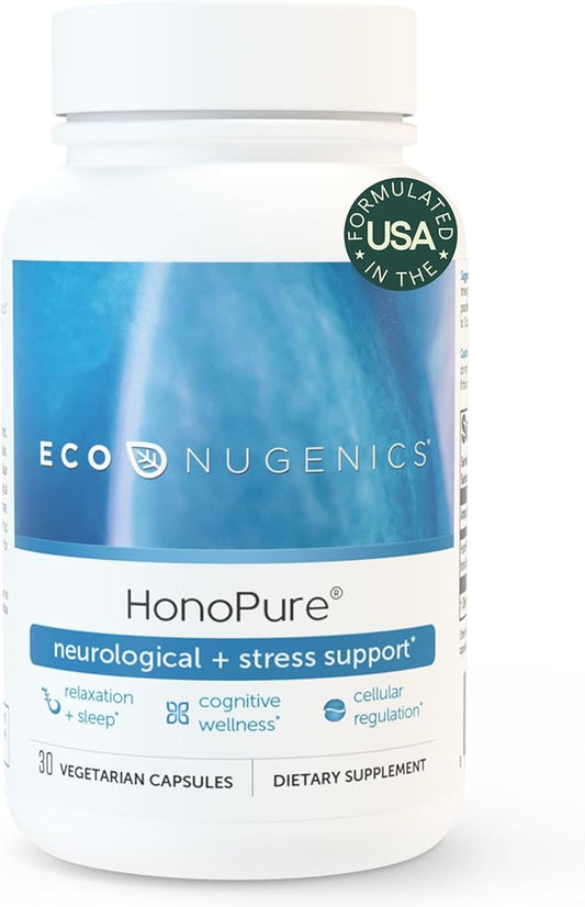 EcoNugenics HonoPure Magnolia Bark Extract – 98% Pure Honokiol Supplement Helps with Brain Function, Sleep Aid, Stress Relief & Overall Mood – Nootropic with GABA & Antioxidant Support – 30 Capsules