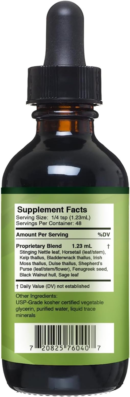 Go Nutrients Nascent Iodine & Thyroid Support Dietary Supplements High Potency Liquid Drops Non-GMO GlutenFree Iodine Edge to Boost Metabolism Improve Skin & Stop Hair Loss & Increase Levels of Iodine