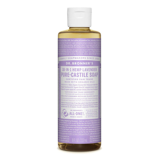 Dr. Bronner'S - Pure-Castile Liquid Soap (Lavender, 8 Ounce) - Made With Organic Oils, 18-In-1 Uses: Face, Body, Hair, Laundry,