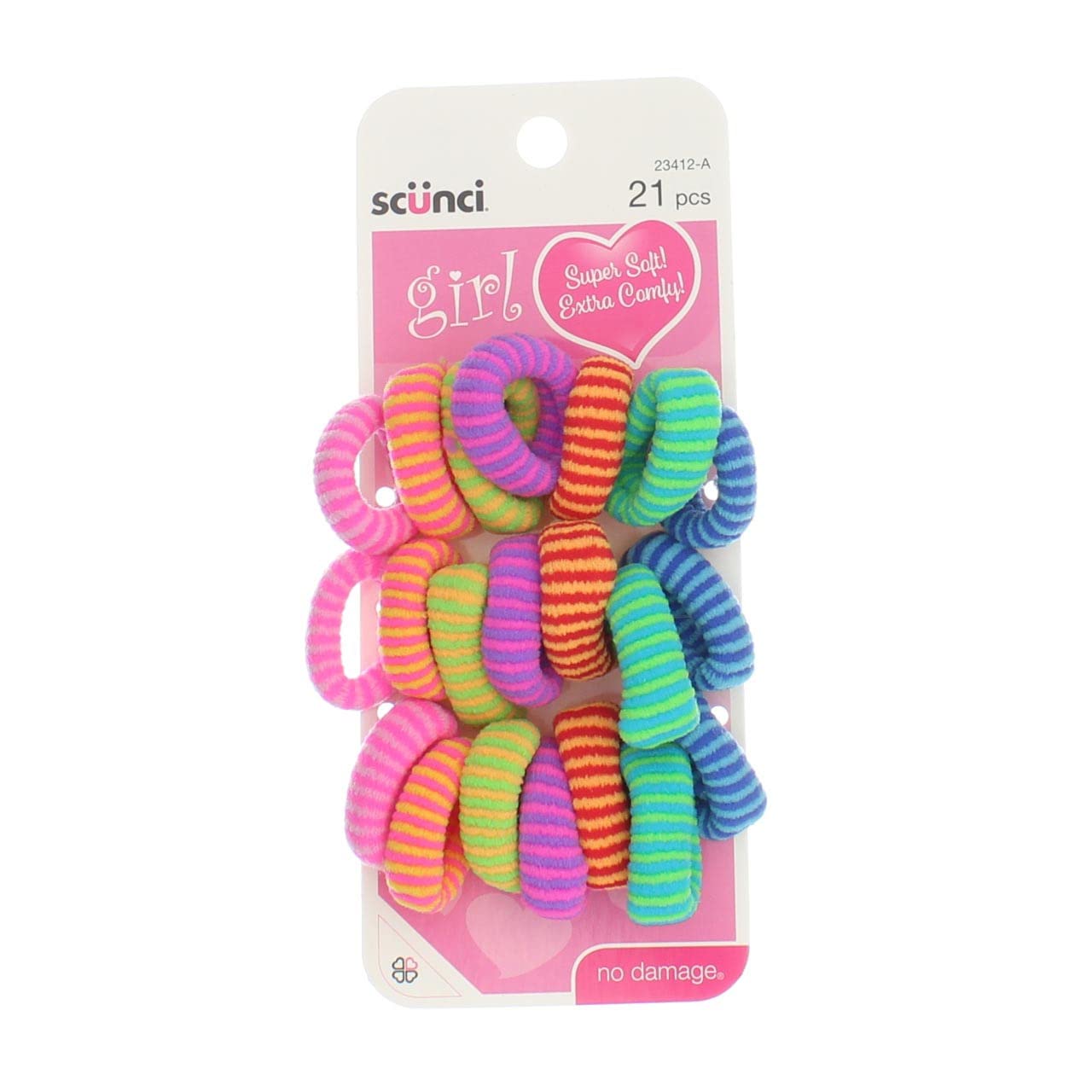 Scunci 2341203A048 9Mm Fleece No Damage Ponytailers Assorted Colors 21 Count