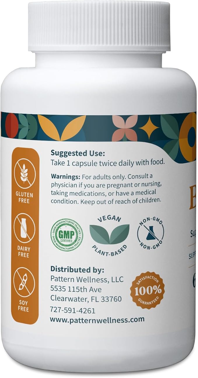 Pattern Wellness Berberine Supplement with Organic Ceylon Cinnamon - Antioxidant Support - Whole Body Health - Healthy Cholesterol Support - USA Manufactured - 60 Non-GMO Capsules
