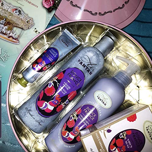 Un Air d'Antan Spa Gift Basket for Women - 4-piece French Bath Gift Set for Women- Hand Cream (0.08 oz) Body Wash (8.4 oz) Body Lotion(6.8 oz) Bar Soap(3.5 oz) Almond, Fig & Vetiver Scent-Home Spa Set
