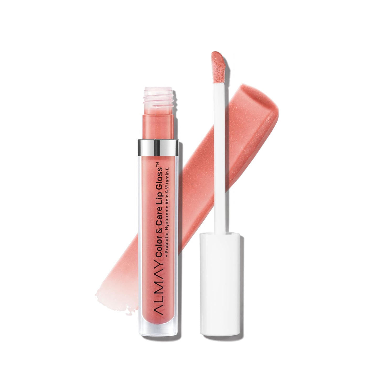 Almay Hydrating Lip Gloss, Soft Natural Colors, Prebiotic Complex, Hyaluronic Filling-Sphere Technology, 400 Peachy Sky, 0.1 Fl