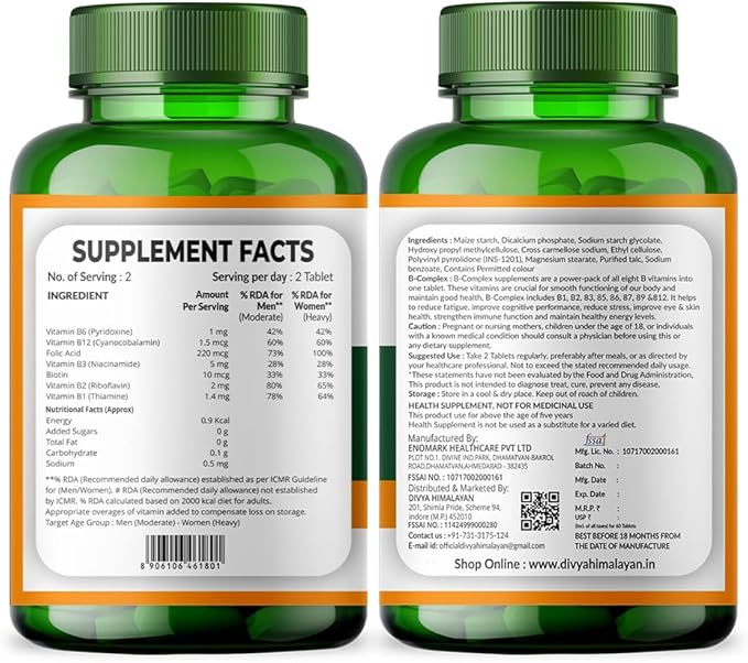 Plant Based B Complex Capsules Supplement | Methylated B Complex Vitamins | B Vitamins Promote Body Energy Support Healthy Digestive Health Immunity - 60 Tablet