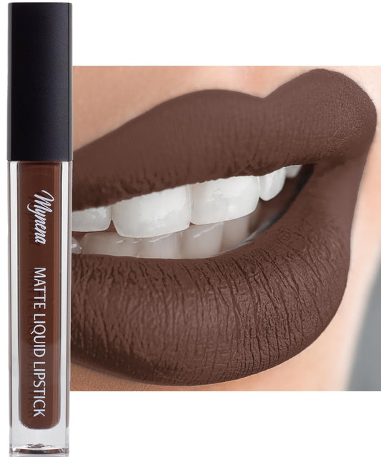 Mynena Brown Lip Stain Long-Lasting Waterproof | Lightweight Comfortable Non-Drying | High Pigment Intense Color Liquid Matte Lipstick | Paraben-Free Talc-Free Vegan & Cruelty-Free | Cyndia