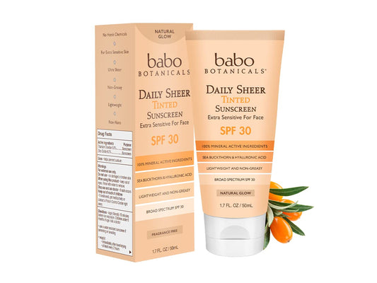 Babo Botanicals Daily Sheer Mineral Tinted Sunscreen Spf30 - Natural Zinc Oxide & Titanium Dioxide - Tinted - Healthy Glow - Fra