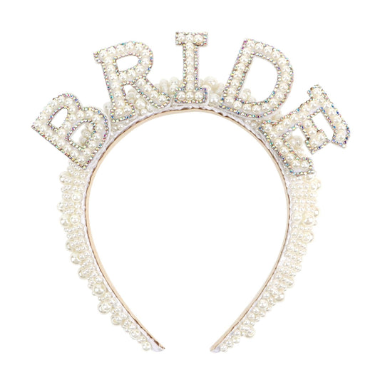 Casoty Pearl Bride Headband, Bachelorette Party Decorations, Bride To Be Headband, Bride Headband Wide Pearl Headband For Bachel