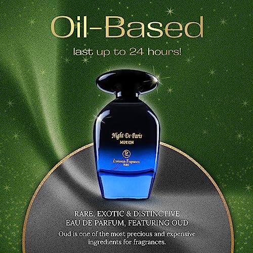 L'Orientale Fragrances Night De Paris in Motion 100ml / 3.3oz - Oil-Based Perfumes for Women & Men, Unisex Amber Vanilla Eau de Parfum w/Bergamot - Long-Lasting Up to 24 Hours, Ideal for All Seasons