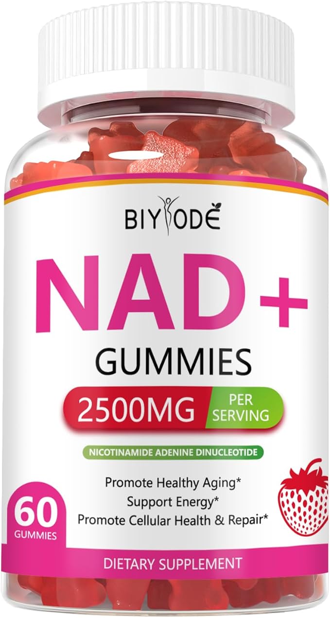 NAD+ Gummies NAD Supplements for Women: NAD Plus Supplement Liposomal Nicotinamide Riboside Resveratrol 900mg for Supports Cellular Health & Energy and DNA Repair Sugar Free Strawberry 60 Count