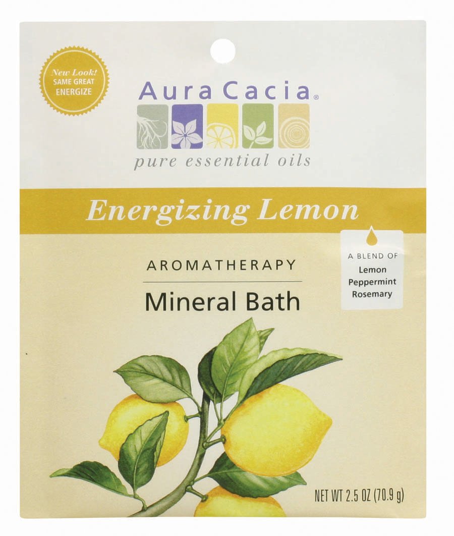 Aura Cacia Energizing Lemon Mineral Bath Packet, 2.5 Ounce Packet