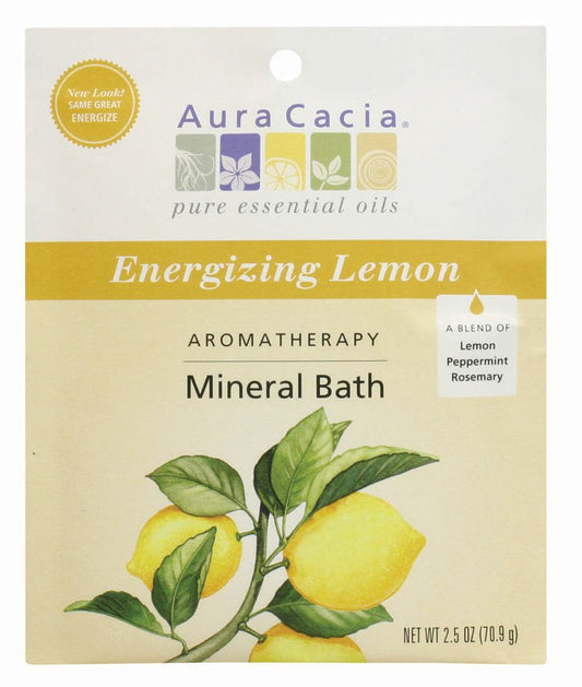 Aura Cacia Energizing Lemon Mineral Bath Packet, 2.5 Ounce Packet