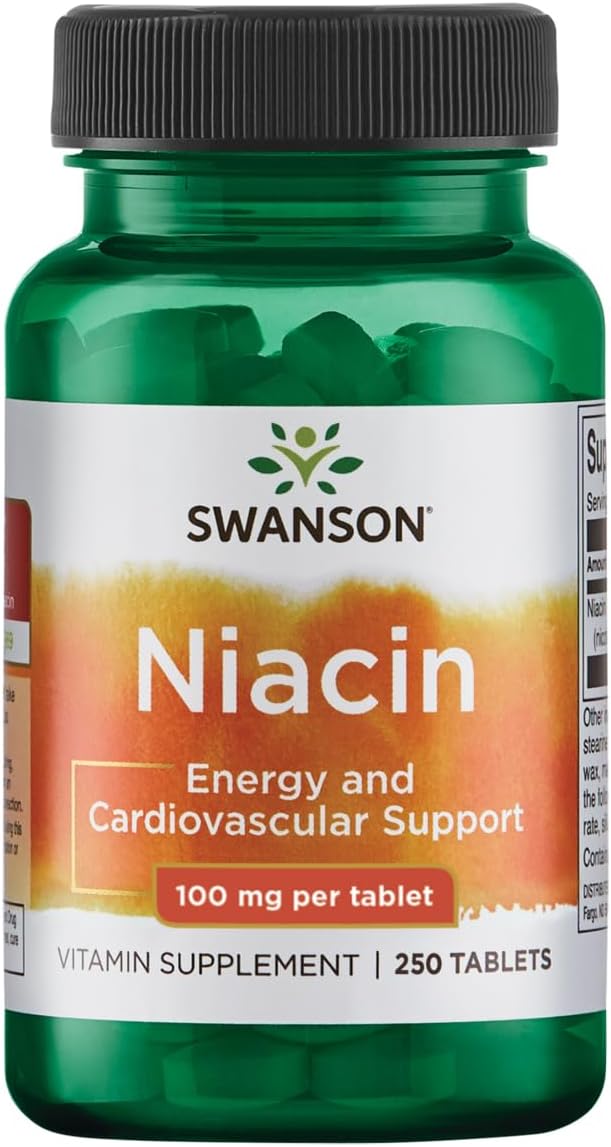 Swanson Niacin (Vitamin B3) - Vitamin Supplement Supporting Heart Health and Carbohydrate Metabolism - Promotes Natural Energy Production - (250 Tablets, 100mg NE Each)