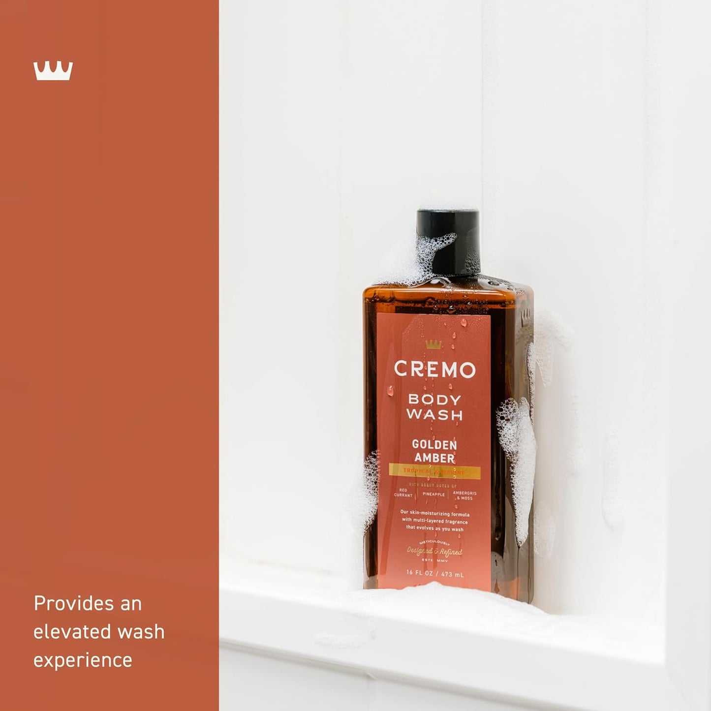 Cremo Golden Amber Body Wash | Rich Lather | For Men | 16 Fl Oz