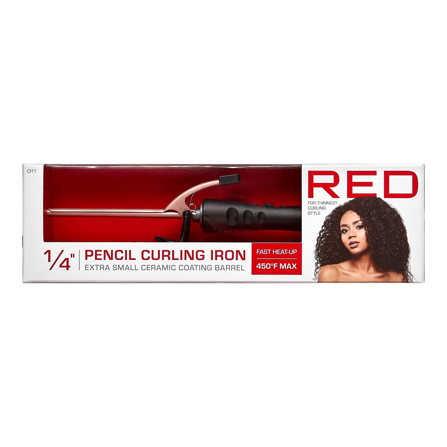 RED 1/4 Inch Thin Curling Iron, Pencil Curling Iron, Extra Small Ceramic Coating Barrel, Skinny Curling Iron Wand for Long & Sho