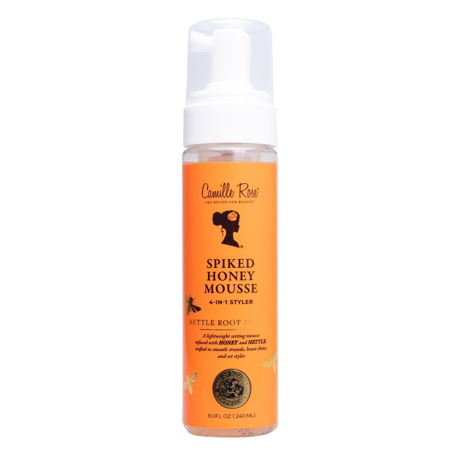 Camille Rose Spiked Honey Mousse, 4-in-1 Hair Styler with Nettle Root, to Nourish and Hydrate Strands, Define Curls, and Add shi