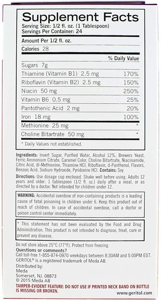 Geritol Liquid Energy Support B-Vitamins 12 oz (Pack of 4)