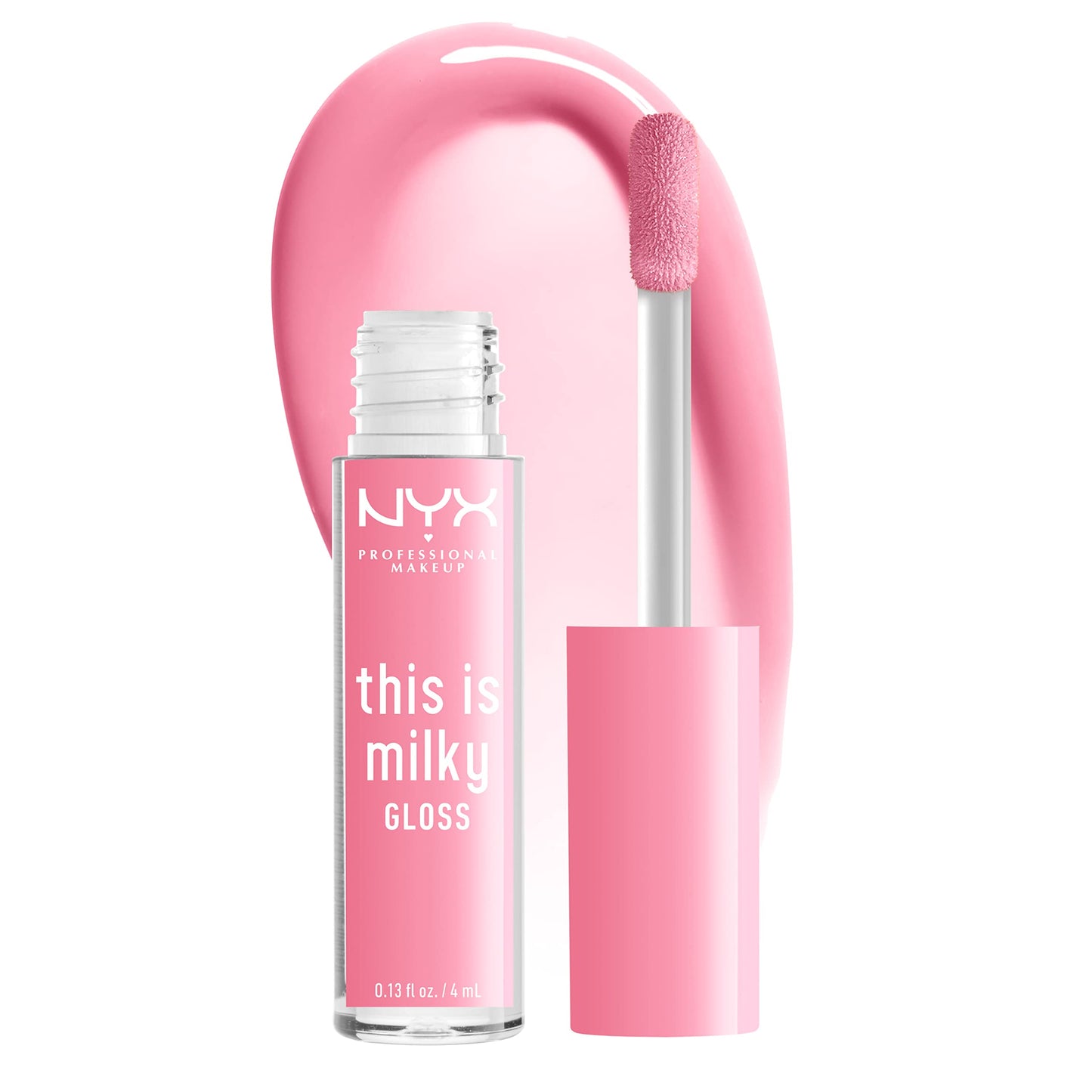 NYX PROFESSIONAL MAKEUP This Is Milky Gloss, Vegan Lip Gloss, 12 Hour Hydration - Milk It Pink (Sheer Baby Pink)