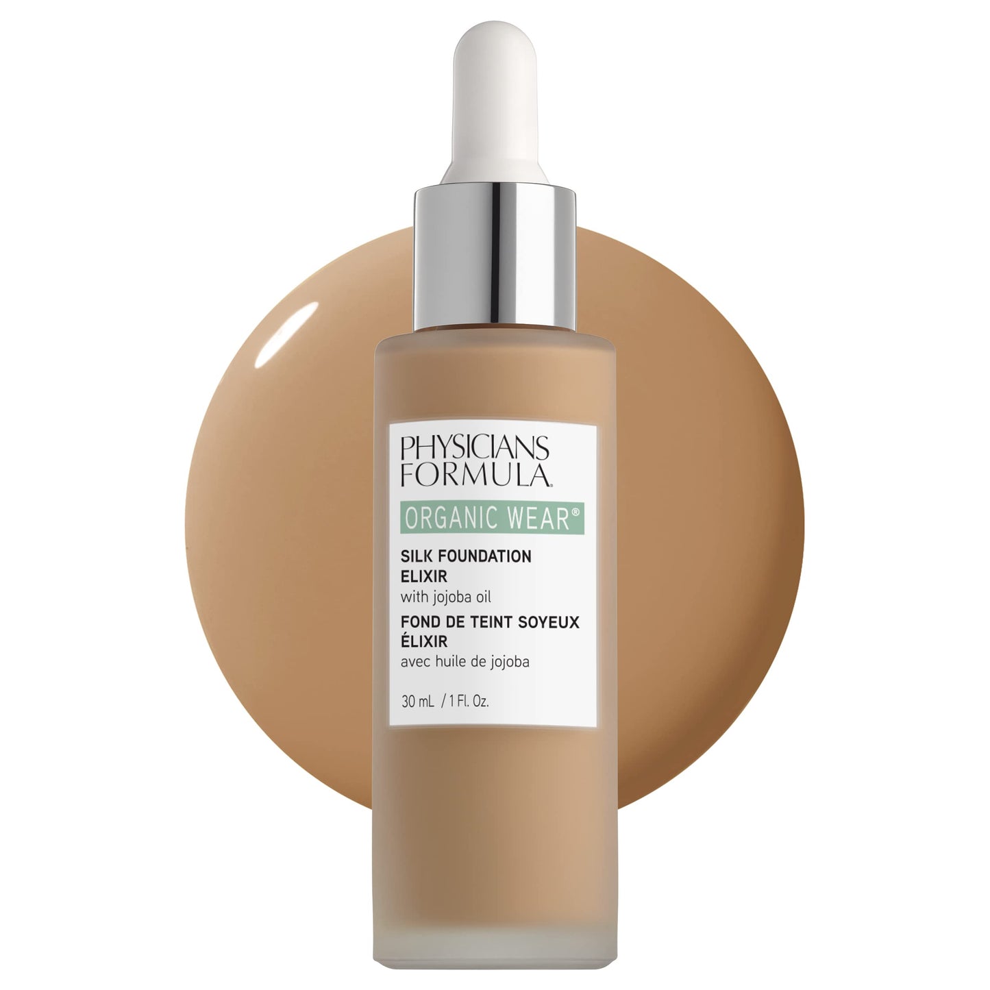 Physicians Formula Organic Wear All Natural Liquid Foundation Elixir Medium, Full Coverage | Dermatologist Tested, Clinicially T