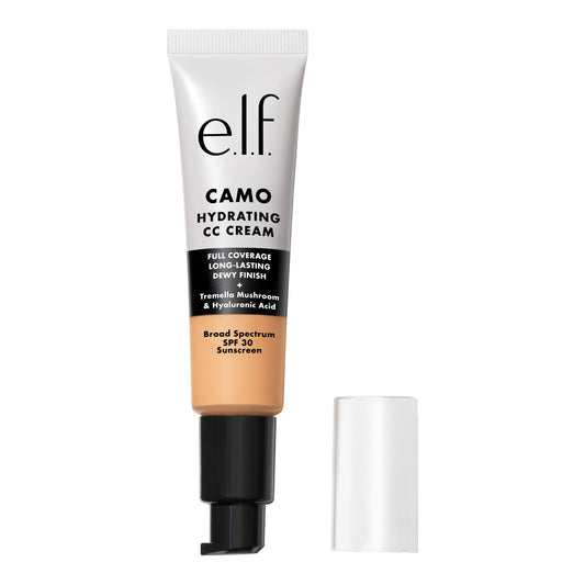 e.l.f. Hydrating Camo CC Cream, SPF 30, Color Correcting Full Coverage Foundation For A Dewy Finish, Vegan & Cruelty-Free, Light 250 W