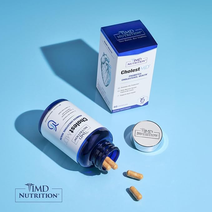 1MD Nutrition CholestMD with Olive Leaf Extract, Bergavit, Niacin, Garlic | 120 Capsules (2-Pack)