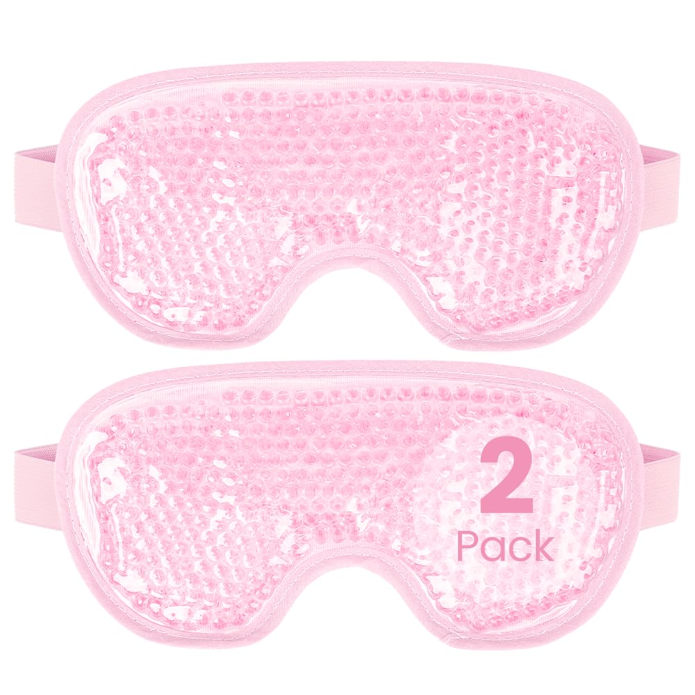 Newgo 2Pack Cold Eye Mask Cooling Eye Mask For Dry Eyes, Gel Eye Mask Eye Ice Pack Reusable Cold Eye Compress For Dark Circles,
