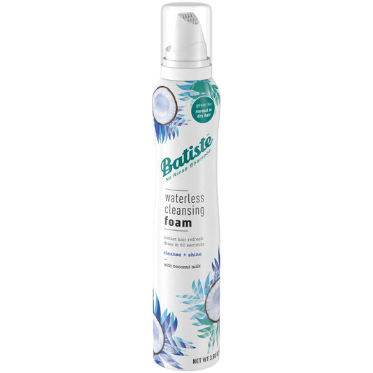 Batiste Waterless Cleansing Foam Cleanse + Shine With Coconut Milk, 3.6 Oz